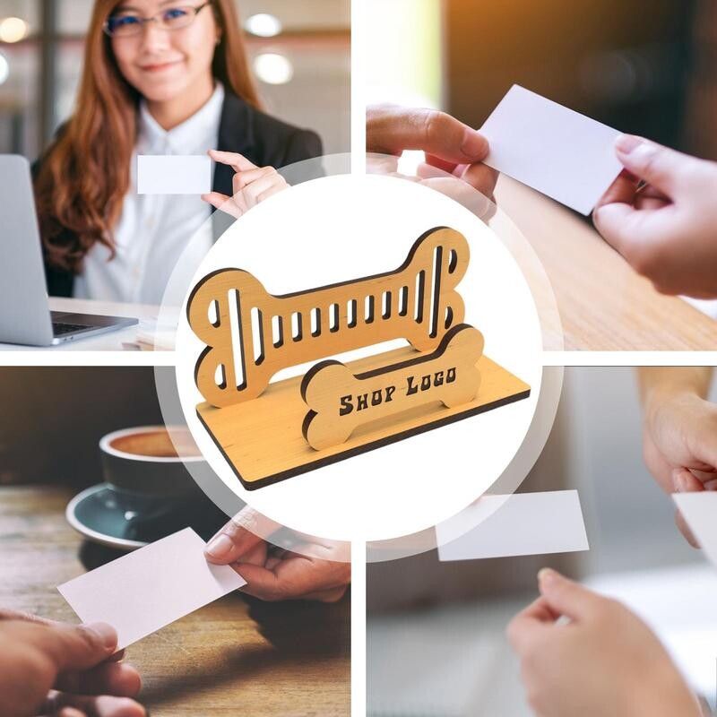 Držač za posjetnice od pseće kosti Elegantni držač i stalak Organizator za posjetnice Drveni otvoreni stalak za posjetnice izrezbarena seoska kuća