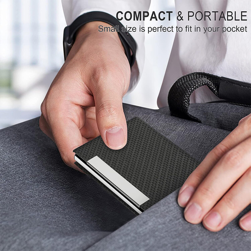 Držač posjetnica od PU kože s magnetskom kopčom Tanak džepni držač kartice s imenima Futrola za ID kreditne kartice od nehrđajućeg čelika za muškarce