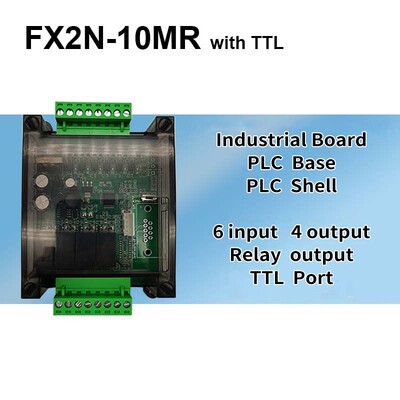 1 db FX2N-10MT 10MR PLC ipari vezérlőkártya programozható logikai vezérlő DC tranzisztor modul relé logikai TTL port
