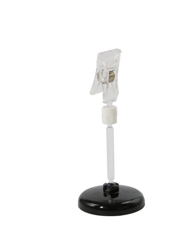 Black Clear Ps Πλαστική πινακίδα κλιπ βάσης ετικέτας Βάση τραπεζιού γάμου Γραφείο Όνομα Αριθμός κάρτας Ετικέτα τιμής Εικόνα Riser Ράφι προβολής