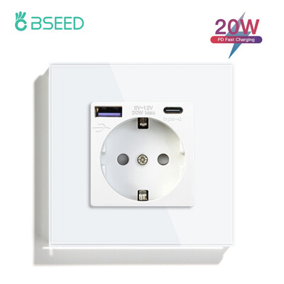 BSEED EU Standard Ενιαία πρίζα τροφοδοσίας Διακόπτης αφής Usb Πρίζες τοίχου Διπλές πρίζες Τριπλές πρίζες τοίχου Τετραπλές γυάλινες πρίζες