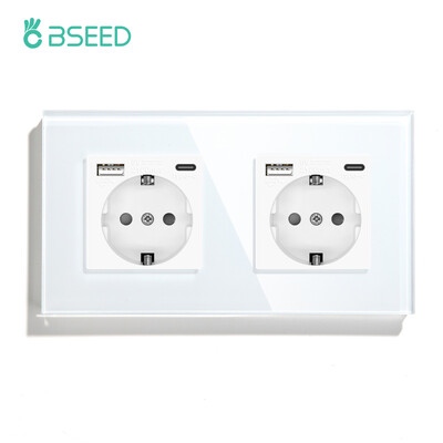 BSEED EU Standard Ενιαία πρίζα τροφοδοσίας Διακόπτης αφής Usb Πρίζες τοίχου Διπλές πρίζες Τριπλές πρίζες τοίχου Τετραπλές γυάλινες πρίζες