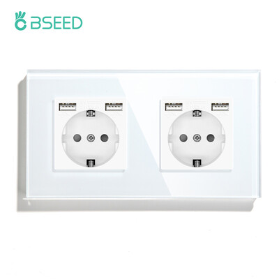BSEED EU Standard Ενιαία πρίζα τροφοδοσίας Διακόπτης αφής Usb Πρίζες τοίχου Διπλές πρίζες Τριπλές πρίζες τοίχου Τετραπλές γυάλινες πρίζες