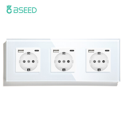 BSEED EU Standard Ενιαία πρίζα τροφοδοσίας Διακόπτης αφής Usb Πρίζες τοίχου Διπλές πρίζες Τριπλές πρίζες τοίχου Τετραπλές γυάλινες πρίζες