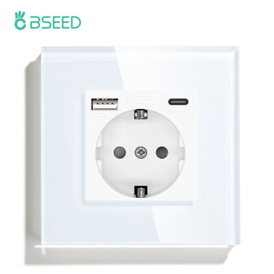 BSEED EU Standard Ενιαία πρίζα τροφοδοσίας Διακόπτης αφής Usb Πρίζες τοίχου Διπλές πρίζες Τριπλές πρίζες τοίχου Τετραπλές γυάλινες πρίζες