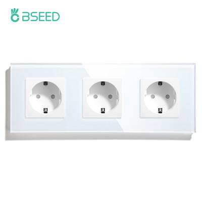 BSEED EU Standard Ενιαία πρίζα τροφοδοσίας Διακόπτης αφής Usb Πρίζες τοίχου Διπλές πρίζες Τριπλές πρίζες τοίχου Τετραπλές γυάλινες πρίζες