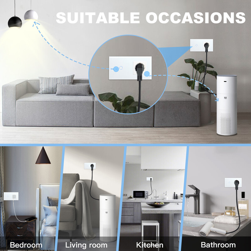 BSEED EU standardna jednostruka utičnica s prekidačem na dodir Usb zidne utičnice Dvostruke utičnice Trostruke zidne utičnice Četverostruke staklene utičnice