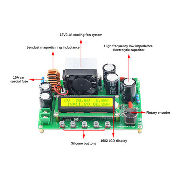 800W DPX800S Booster Converter Step UP Μονάδα τροφοδοτικού DC-DC NC CV CC Step Up Μετατροπέας 12V-120V 0-15A Ρυθμιζόμενο MPPT