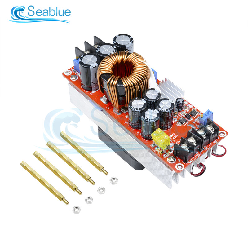 DC-DC 1500W 30A įtampos padidinimo padidinimo keitiklis CC CV maitinimo modulio padidinimo pastovios srovės modulis 10-60V iki 12-97V ventiliatorius