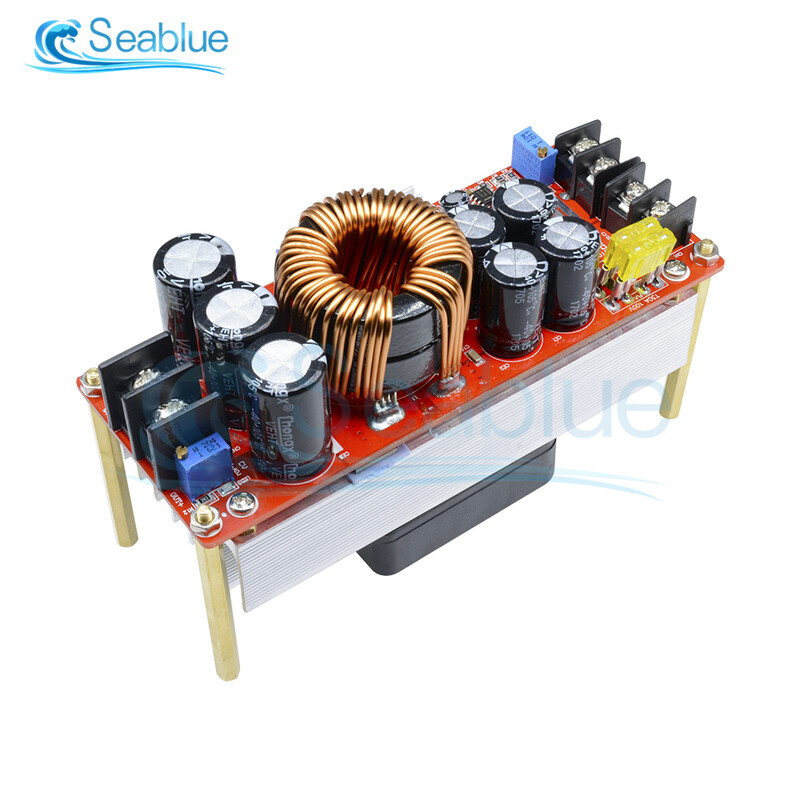 DC-DC 1500W 30A įtampos padidinimo padidinimo keitiklis CC CV maitinimo modulio padidinimo pastovios srovės modulis 10-60V iki 12-97V ventiliatorius