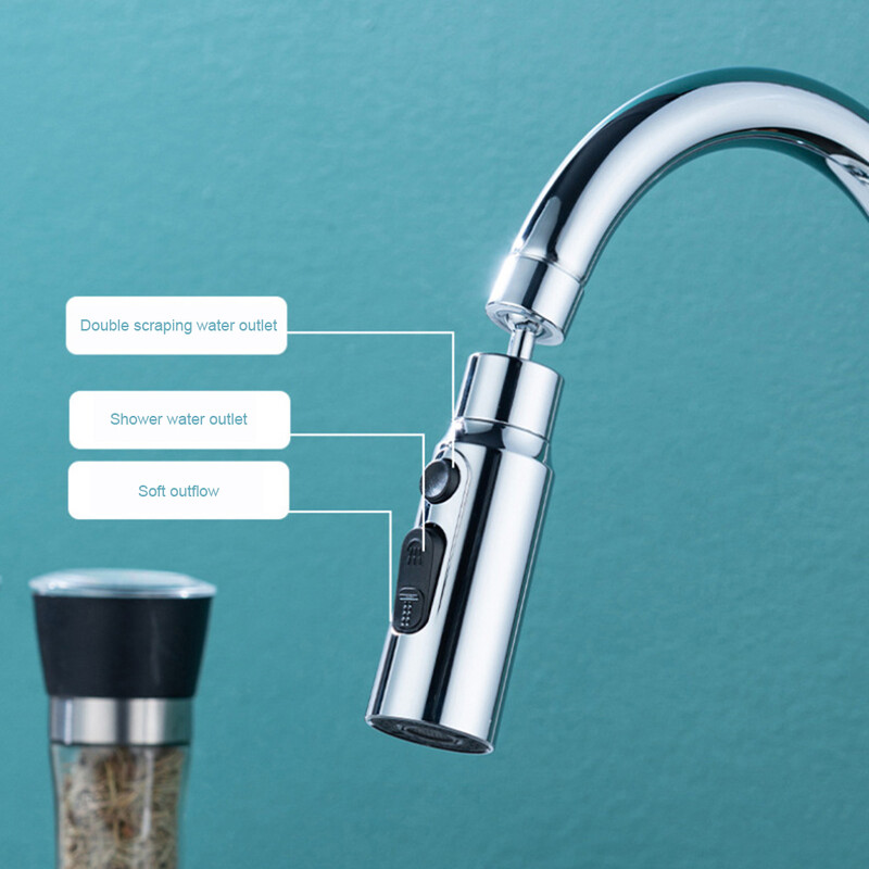 Novi nastavak za slavinu 360°, univerzalni nastavak za rotaciju, perlator otporan na prskanje, 3 načina rada, pribor za kuhinjski sudoper, mlaznica za slavinu