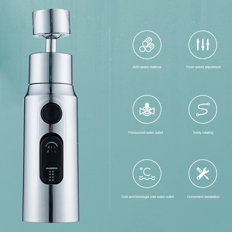 Novi nastavak za slavinu 360°, univerzalni nastavak za rotaciju, perlator otporan na prskanje, 3 načina rada, pribor za kuhinjski sudoper, mlaznica za slavinu