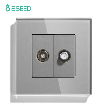 BSEED ES standarta sienas barošanas ligzda televizora satelīta pieslēgvieta ar 16 A izejas spraudni Antenas televizora kristāla stikla panelis 250 V
