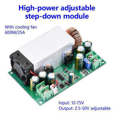 DC-DC CC CV Buck Converter Step Down Module DC 12V-75V līdz 5-48V 25A Regulējama sprieguma pakāpeniska pazemināšanas pārveidotāja barošanas modulis