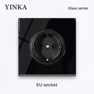 YINKA EU standard socket tempered glass Πρίζα τοίχου 16A AC110V-250V γενική πρίζα με φόρτιση USB Type-C με 5V 2100mA