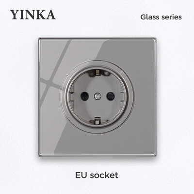 YINKA EU standard socket tempered glass Πρίζα τοίχου 16A AC110V-250V γενική πρίζα με φόρτιση USB Type-C με 5V 2100mA