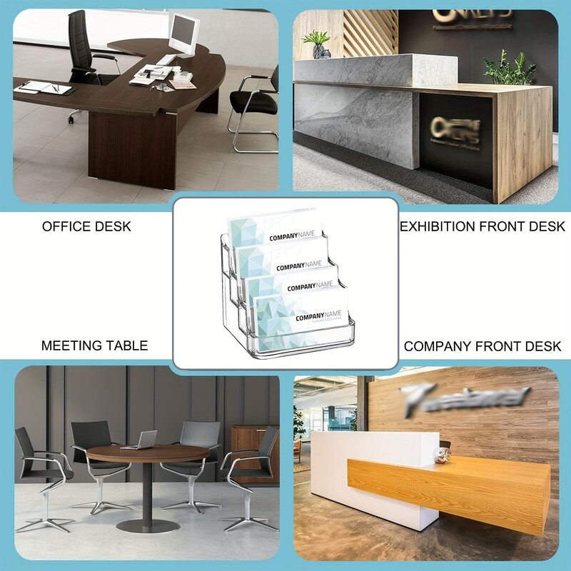 1PC 4-ćelijski držač za posjetnice kreativne prozirne kartice za stolne dodatke u kutiji za posjetnice