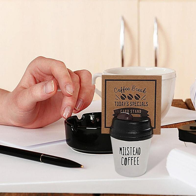 Stolni stalak za prikaz posjetnica Drveni držač posjetnica u obliku šalice za kavu za stol Drveni držač posjetnica za dom
