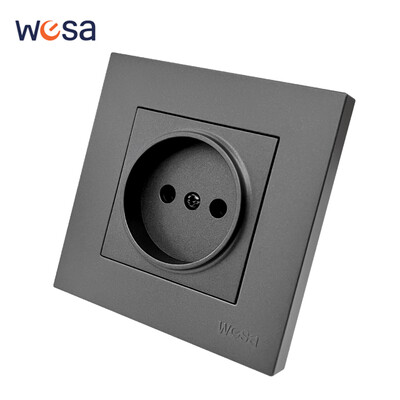 WESA Grey Double Power Socket 16A EU Standard Electrical Outlet Standard Επίγεια πρίζα τοίχου Επιβραδυντικό φλόγας Spray Paint Plastic