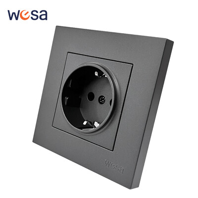 WESA Grey Double Power Socket 16A EU Standard Electrical Outlet Standard Επίγεια πρίζα τοίχου Επιβραδυντικό φλόγας Spray Paint Plastic