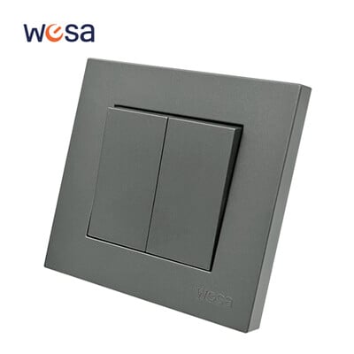 WESA Grey Double Power Socket 16A EU Standard Electrical Outlet Standard Επίγεια πρίζα τοίχου Επιβραδυντικό φλόγας Spray Paint Plastic