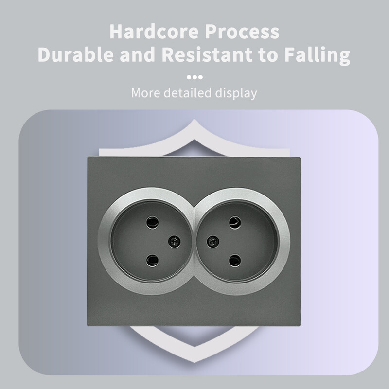 WESA siva dvostruka strujna utičnica 16 A EU standardna električna utičnica Standardna uzemljena zidna utičnica Plastika u spreju za usporavanje plamena