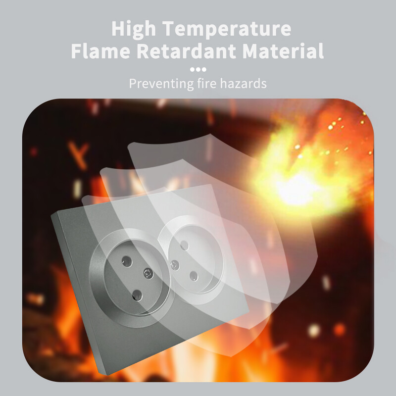 WESA siva dvostruka strujna utičnica 16 A EU standardna električna utičnica Standardna uzemljena zidna utičnica Plastika u spreju za usporavanje plamena