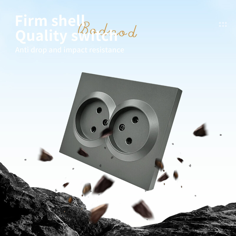 WESA siva dvostruka strujna utičnica 16 A EU standardna električna utičnica Standardna uzemljena zidna utičnica Plastika u spreju za usporavanje plamena