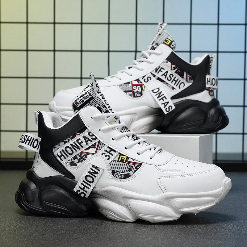 ZHIO Nove kožne visoke cipele Muške modne košarkaške tenisice Trendy ležerne tenisice