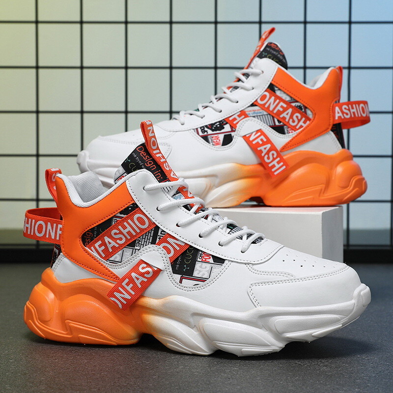 ZHIO Nove kožne visoke cipele Muške modne košarkaške tenisice Trendy ležerne tenisice