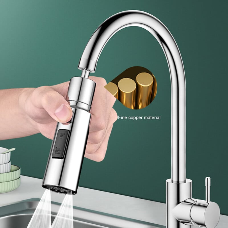 Produžni nastavak za slavinu za 360 stupnjeva, perlator za kuhinjsku slavinu, 3 načina rada, kupaonski nastavak za slavinu protiv prskanja, adapter za kupaonski umivaonik