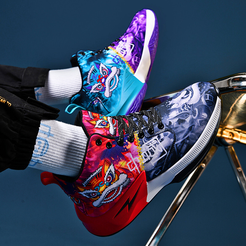 Trendovske sportske košarkaške tenisice za vanjske cipele s visokim elastičnim jastučićima za trening s grafitima, prozračne tenisice za trčanje