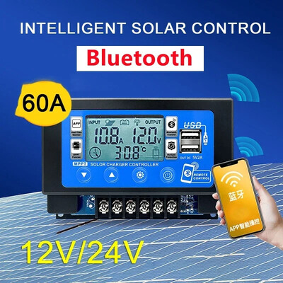12V/24V 30A60A LCD Μεγάλη ψηφιακή οθόνη Bluetooth Wifi Solar Charge Controller Ενσωματωμένο Snap-on Αποθήκευση ενέργειας Ελεγκτής MPPT