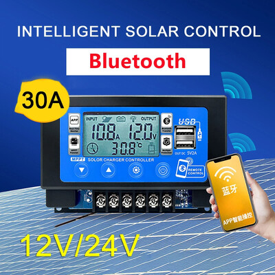 12V/24V 30A60A LCD Μεγάλη ψηφιακή οθόνη Bluetooth Wifi Solar Charge Controller Ενσωματωμένο Snap-on Αποθήκευση ενέργειας Ελεγκτής MPPT