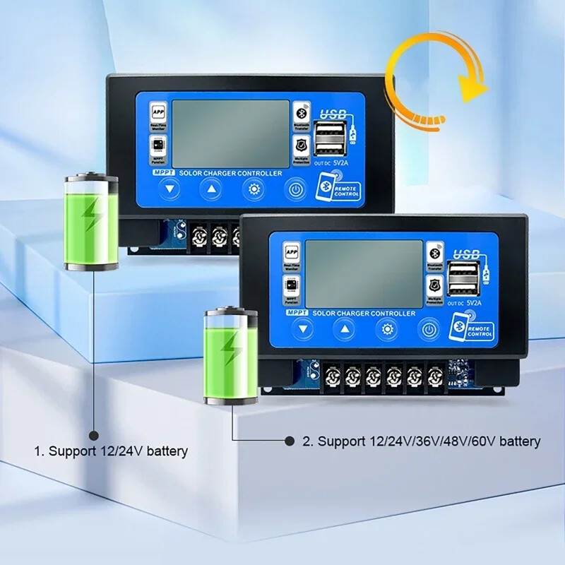 12V/24V 30A60A LCD veliki digitalni zaslon Bluetooth Wifi solarni kontroler punjenja Ugrađen MPPT kontroler za pohranu energije koji se pričvršćuje