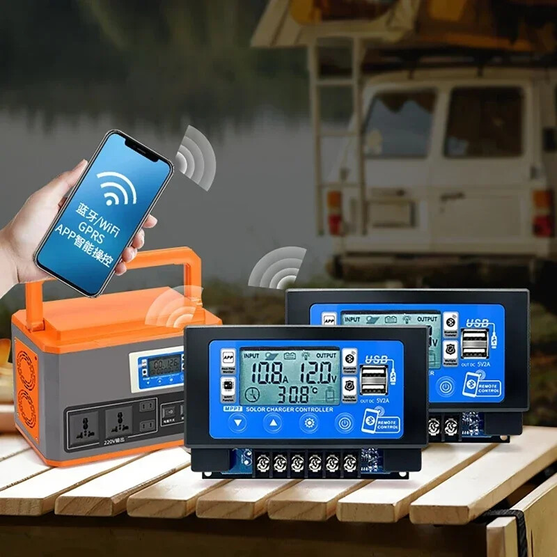 12V/24V 30A60A LCD veliki digitalni zaslon Bluetooth Wifi solarni kontroler punjenja Ugrađen MPPT kontroler za pohranu energije koji se pričvršćuje