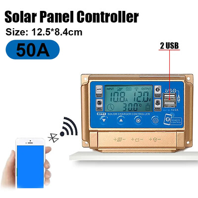 30A/40A/50A/60A bluetooth ελεγκτής ηλιακού πάνελ 2 USB ψηφιακή οθόνη LCD οθόνη MPPT ηλιακοί συλλέκτες Ελεγκτής φόρτισης μπαταρίας