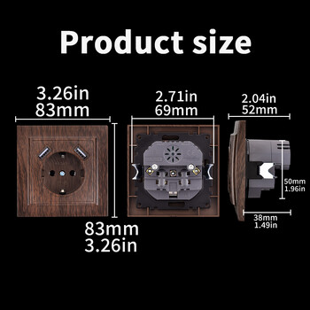 WESA Wood Spray Paint Dual USB Power Socket 2.1A Electrical Outlett EU Standard Plug γείωσης πρίζα τοίχου, πλαστική επιβραδυντική φλόγα