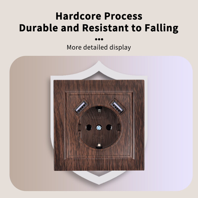 WESA boja u spreju za drvo Dvostruka USB utičnica za struju 2.1A Utičnica za uzemljenje EU standarda Zidna utičnica Plastika otporna na vatru