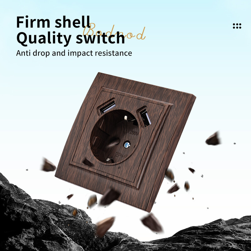 WESA boja u spreju za drvo Dvostruka USB utičnica za struju 2.1A Utičnica za uzemljenje EU standarda Zidna utičnica Plastika otporna na vatru