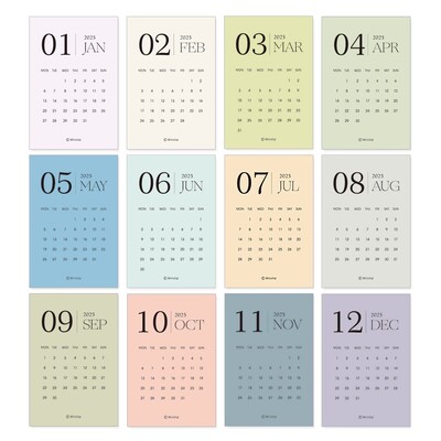 MINKYS Kawaii 2025 Calendar Card 12 Month Calendar Card Χαρτί Διακοσμητικό Ημερολόγιο Σχολικά Χαρτικά