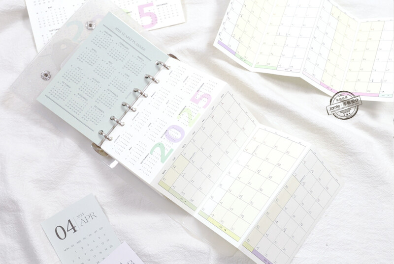 MINKYS Kawaii 2025 kalendarska kartica 12-mjesečna kalendarska kartica Papirnati ukrasni kalendar Školski pribor