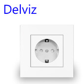 Delviz Wall 16A barošanas ligzda, jauna stila kristāla stikla panelis, AC 110V-250V, balts/melns/pelēks, mājsaimniecības iegultā ES standarta kontaktligzda