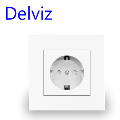 Delviz Wall 16A barošanas ligzda, jauna stila kristāla stikla panelis, AC 110V-250V, balts/melns/pelēks, mājsaimniecības iegultā ES standarta kontaktligzda