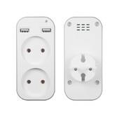 USB Sienas EU spraudņa adapteris ar 2 ligzdām 2 USB Port jauns dizains Eiropas 5V 2A USB adaptera ligzda XZ4-01 Balta krāsa
