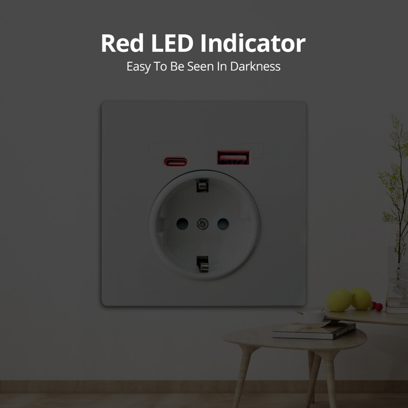 Wallpad Type-C Έξοδος Λευκό πλαστικό πάνελ Τοίχος ΕΕ Ρωσία Ισπανία Γερμανική τυπική υποδοχή με θύρα φόρτισης USB 5V 2100mA