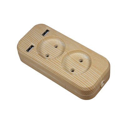 USB pagarinājuma ligzda ar viegli fiksējamu koka krāsa 2 USB ports ES standarts 5V2A jauna dizaina kontaktligzda bez kabeļa A8