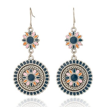 Bohemian Style Travel Wear Hot Selling Ear Jewelry Colorful Yunnan Ethnic Feng Shui Drop Earrings Trader