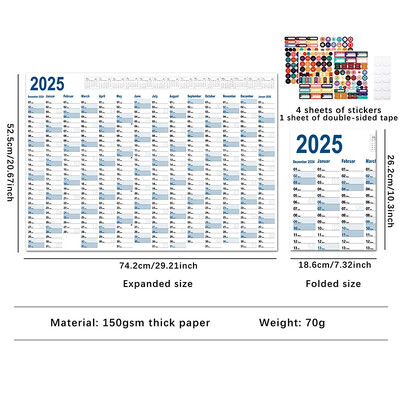 2025. gada kalendāra plānotāja sienas kalendārs Ikgadējais uzdevumu saraksts Kawaii gada mērķa saraksts Darba kārtības grafiks Organizatora mājas birojs