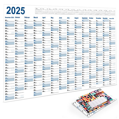 2025. 2024. gada kalendāra 365 dienu plānotāja lapa Gada grafiks Organizatora uzdevumu saraksts Kawaii sienas kalendāra dienas kārtības plānotāja biroja piederumi